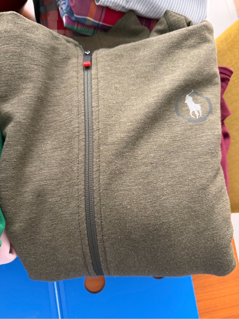 Polo by Ralph Lauren Olive Zip-Up Men's Sweater with Polo Logo XXL